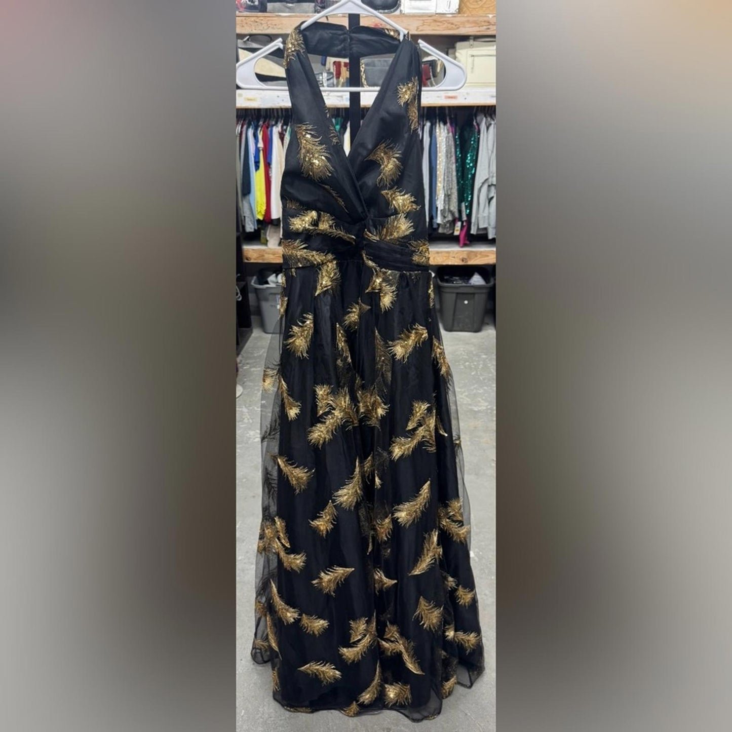 Donna Karan Black and Gold Maxi Dress
