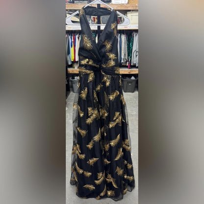 Donna Karan Black and Gold Maxi Dress