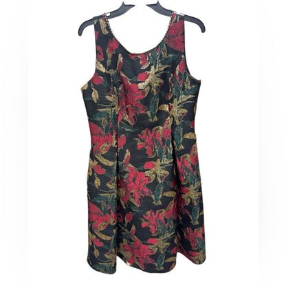 Adrianna Papell Black and Red Floral Mini Dress