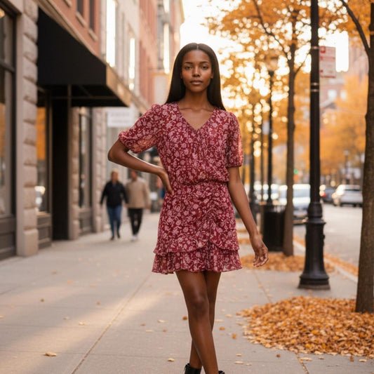 B.Darlin Burgundy Floral Mini Dress