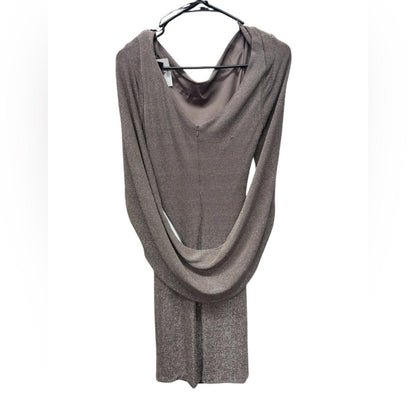 Betsy & Adam Shimmering Silver Draped Dress