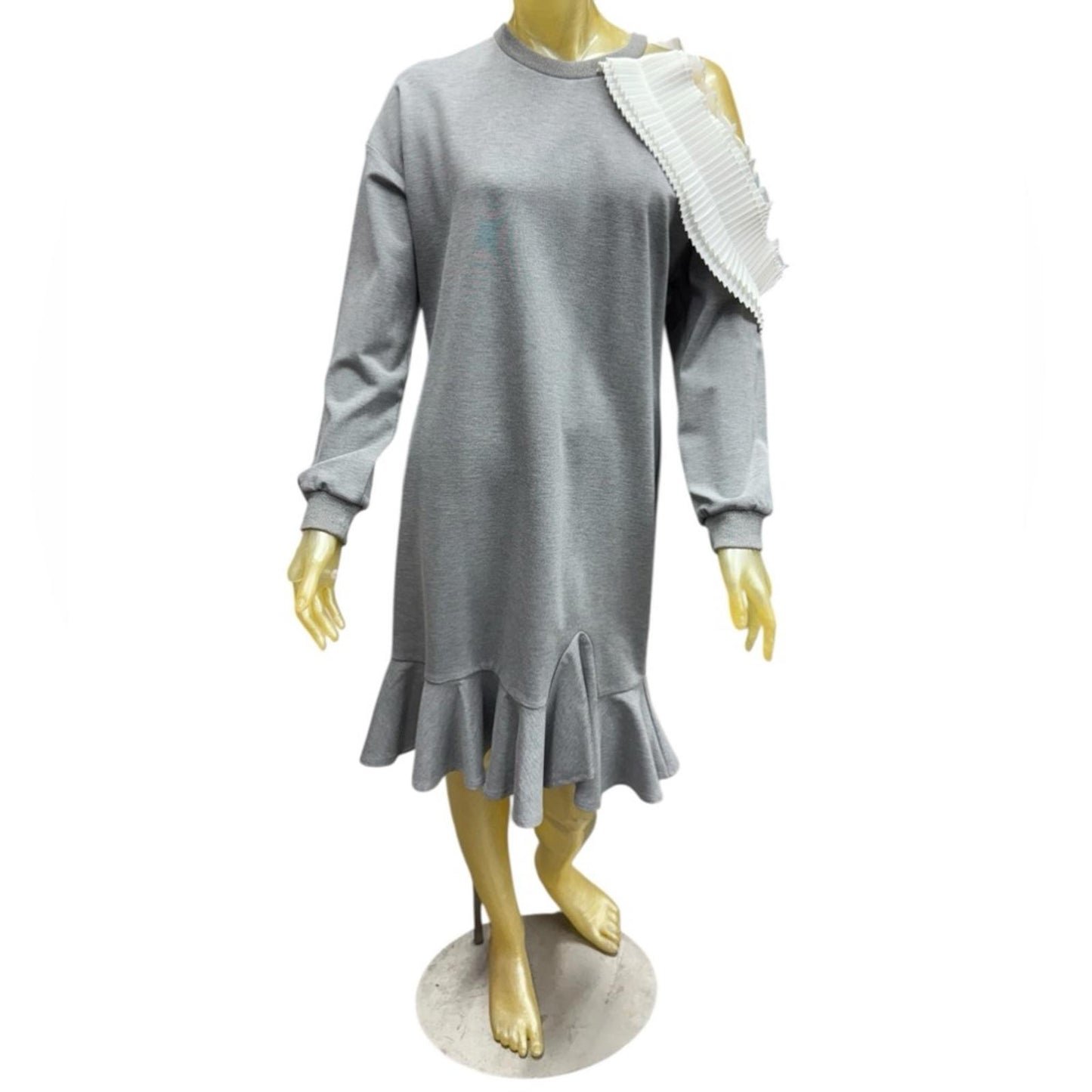 CQbyCQ Gray Ruffle Hem Sweater Dress