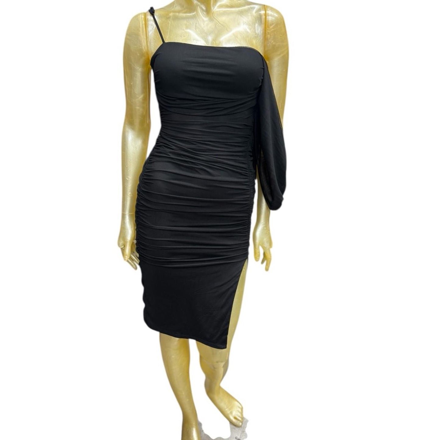 City Studio Black One-Shoulder Dress