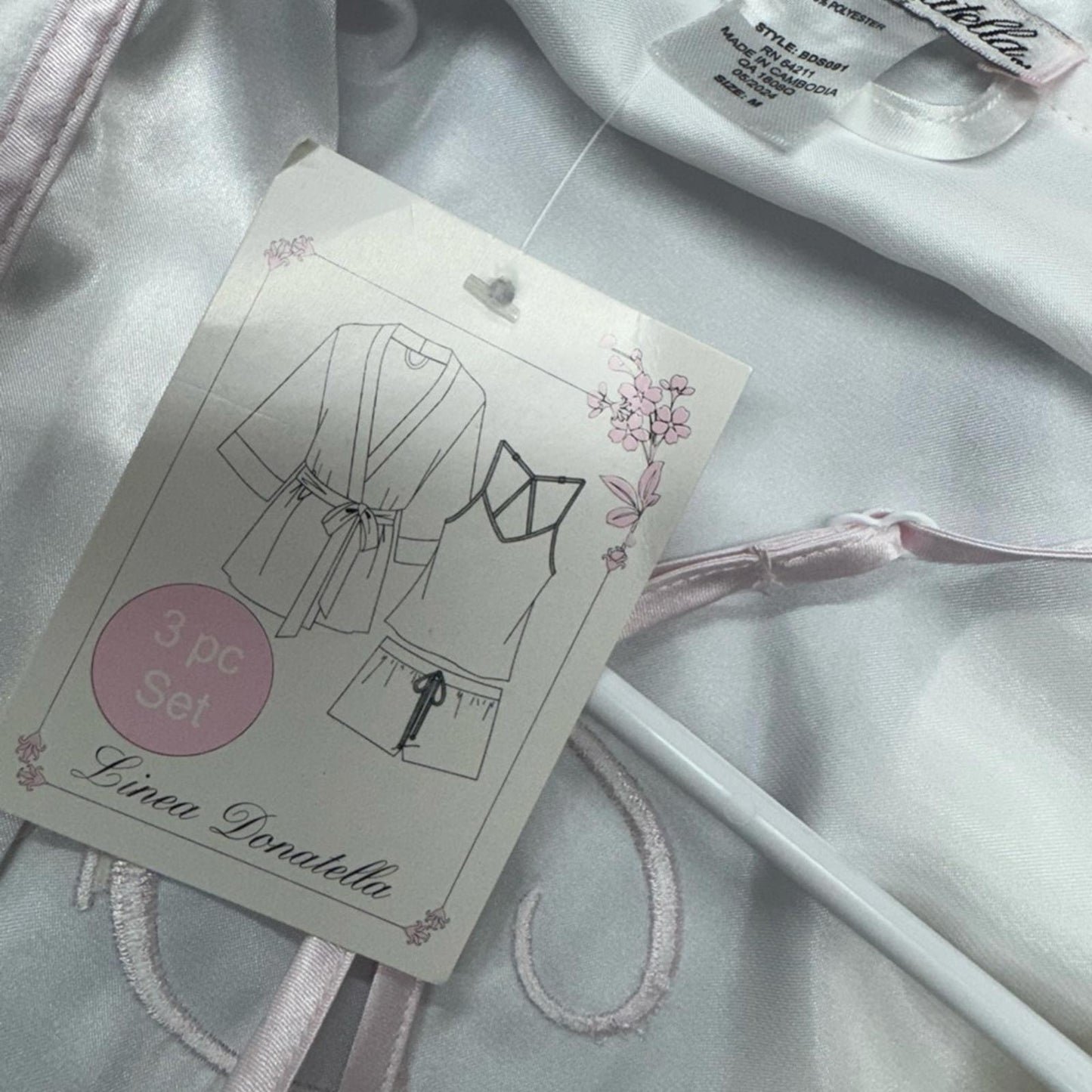 Linea Donatella Elegant Bride White Satin Sleepwear 3 PC SET