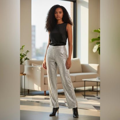 MSK Silver Sequin Women's Pants