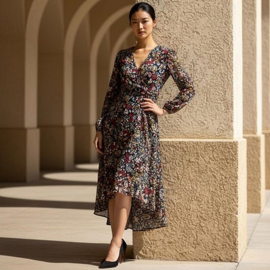 Vince Camuto Multicolor Long Sleeve Dress