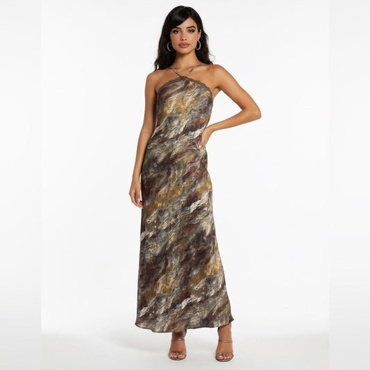 1. State Strapless Earth Tone Maxi Dress