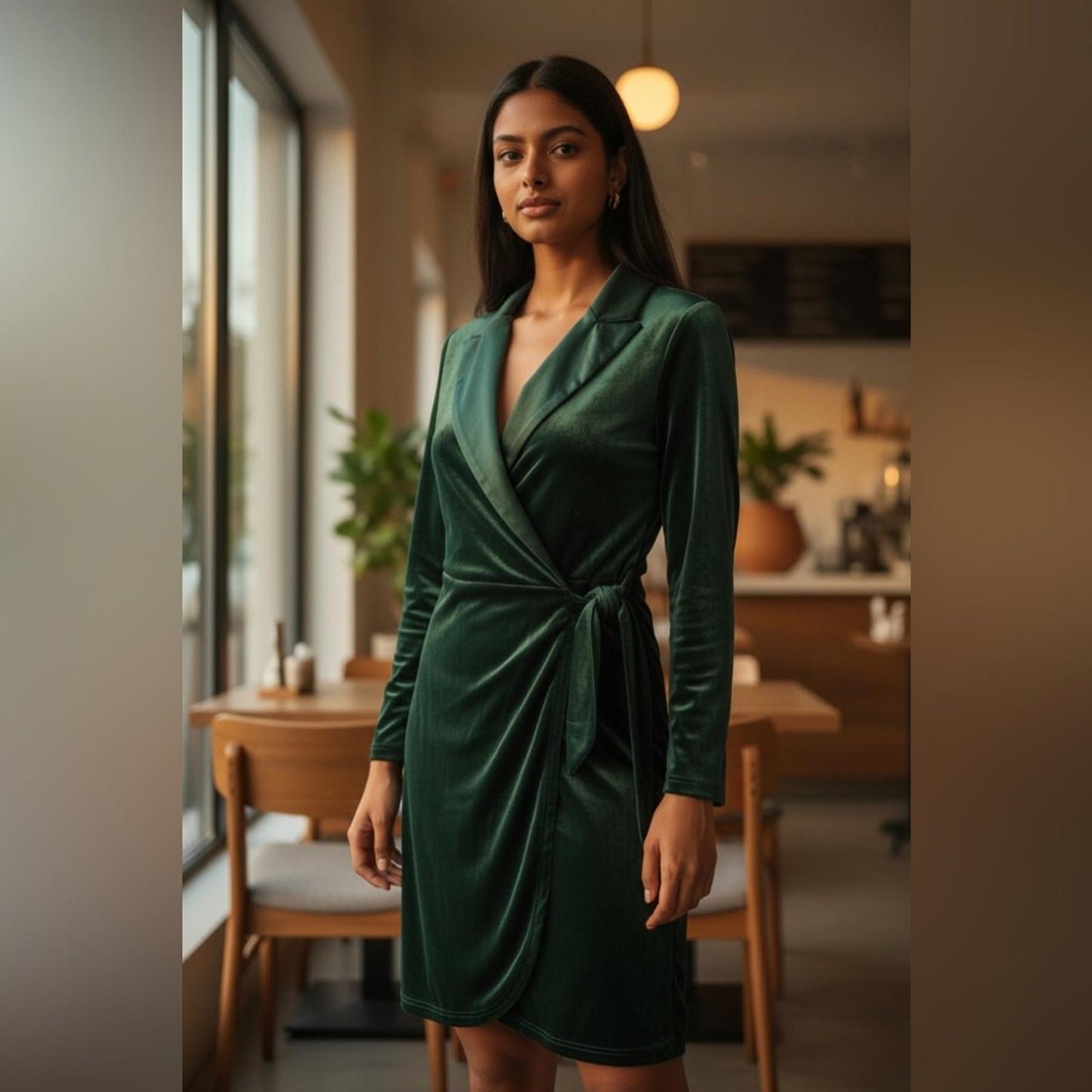 Halston Heritage Deep Green Long Sleeve Dress