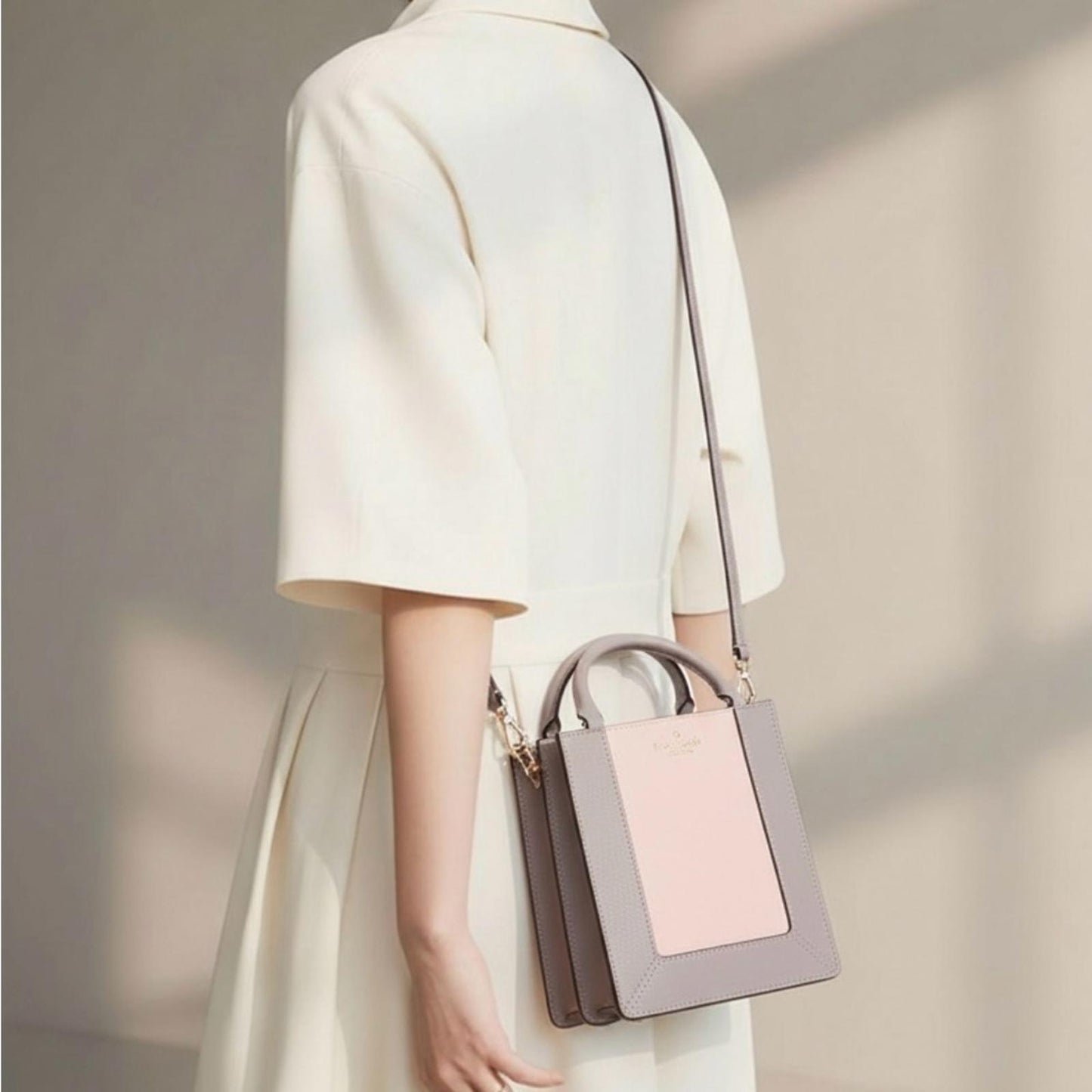 Women’s Pink & Gray Colorblock Mini Tote Crossbody Bag