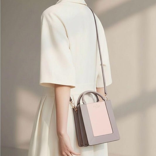 Women’s Pink & Gray Colorblock Mini Tote Crossbody Bag