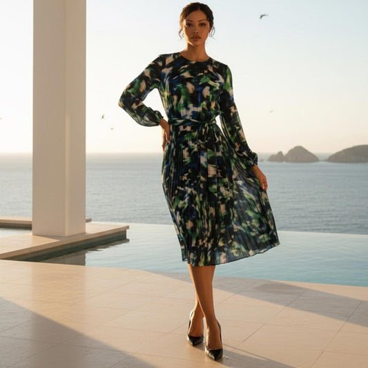 DKNY Blue and Green Midi Dress