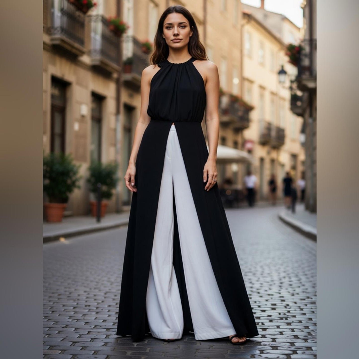 Adrianna Papell Black and White Jumpsuit