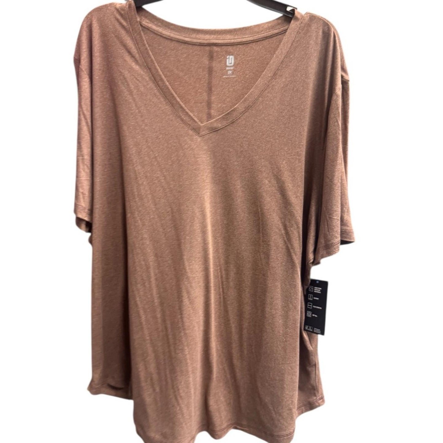 Ideology Women's Short Sleeve V-Neck Top - Brown