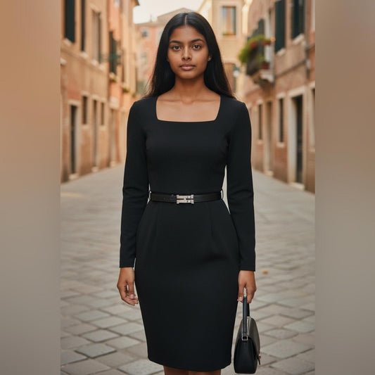 Halston Heritage Black Long Sleeve Dress