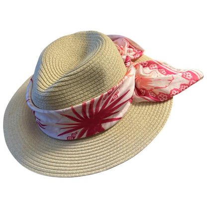 Style & Co. Women’s Natural Straw SPF 50+ Sun Hat with Pink Scarf Band
