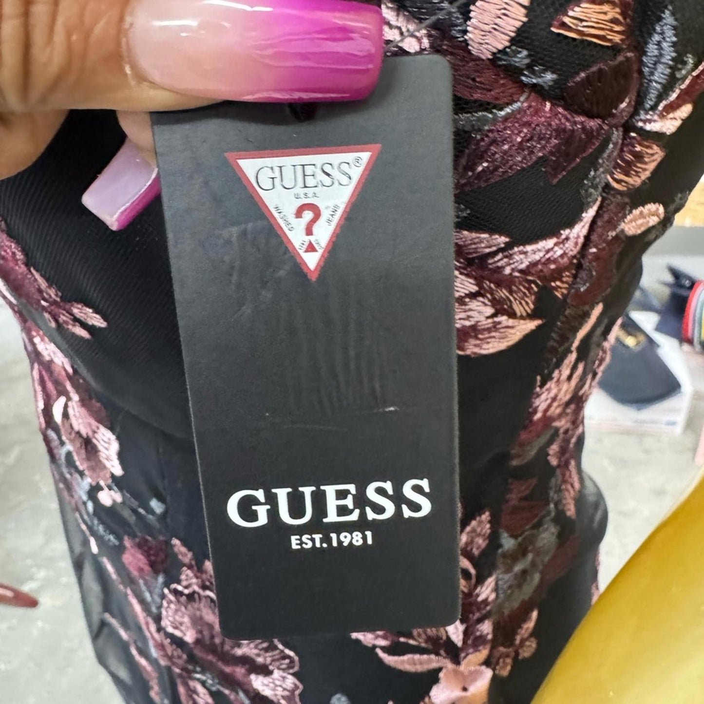 Guess Floral Black and Purple Women's Dress