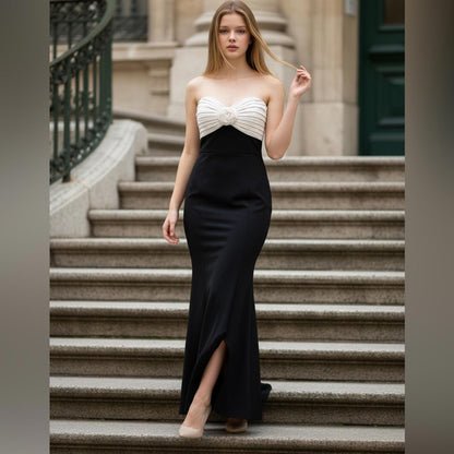 City Studio Black and White Strapless Dress