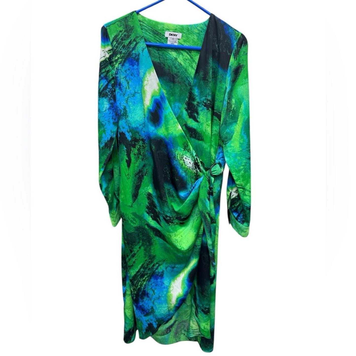 DKNY Vibrant Green and Blue Midi Dress