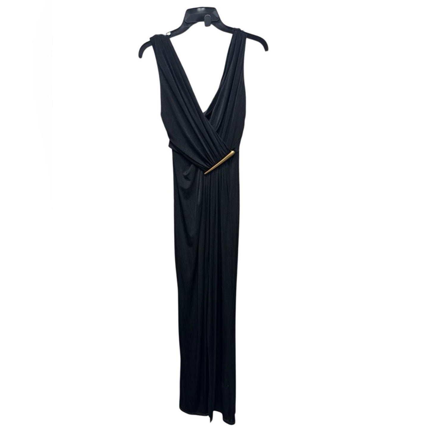 Donna Karan Black Maxi Dress with Gold Accent
