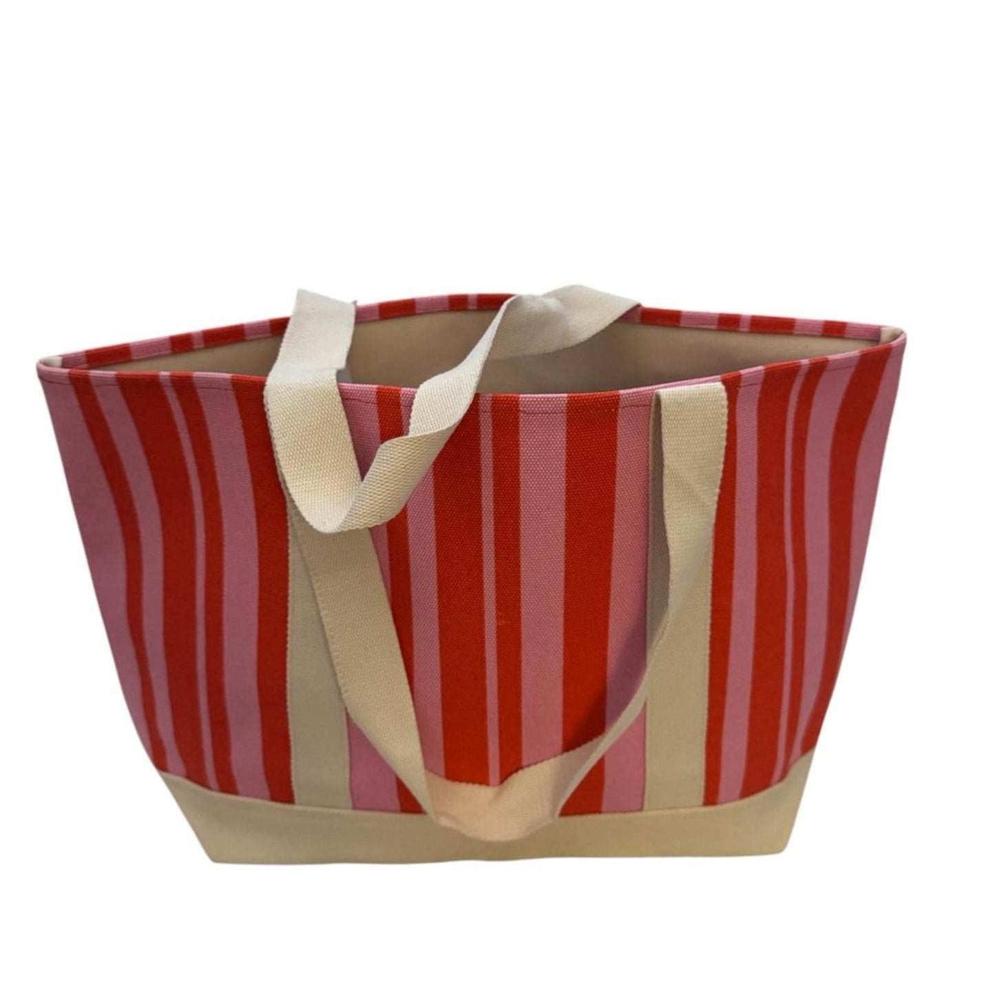 Aqua Bloomingdale Exclusive Striped Red and Pink Tote Bag