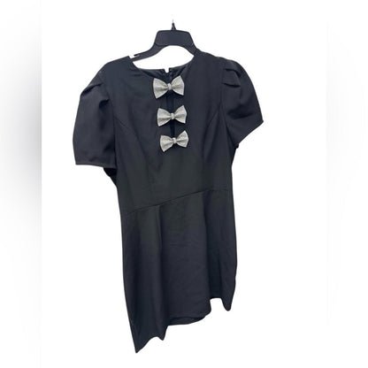 City Studio Black Dress with Silver Bow Details