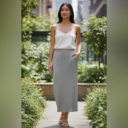 Vince Camuto metallic silver Maxi Skirt