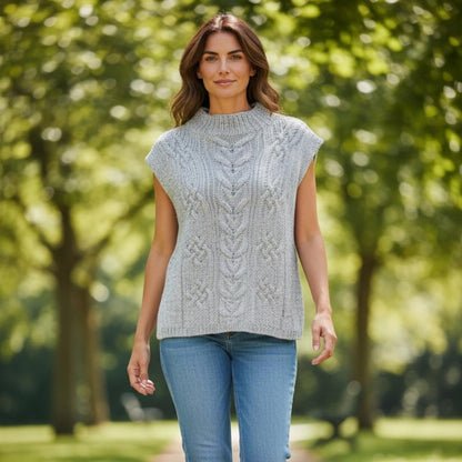 Lucky brand Gray Cable Knit Sleeveless Sweater