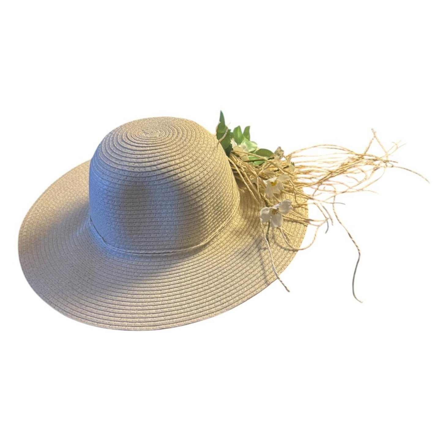 Women’s Natural Wide Brim Floral Sun Hat – Elegant Garden Style