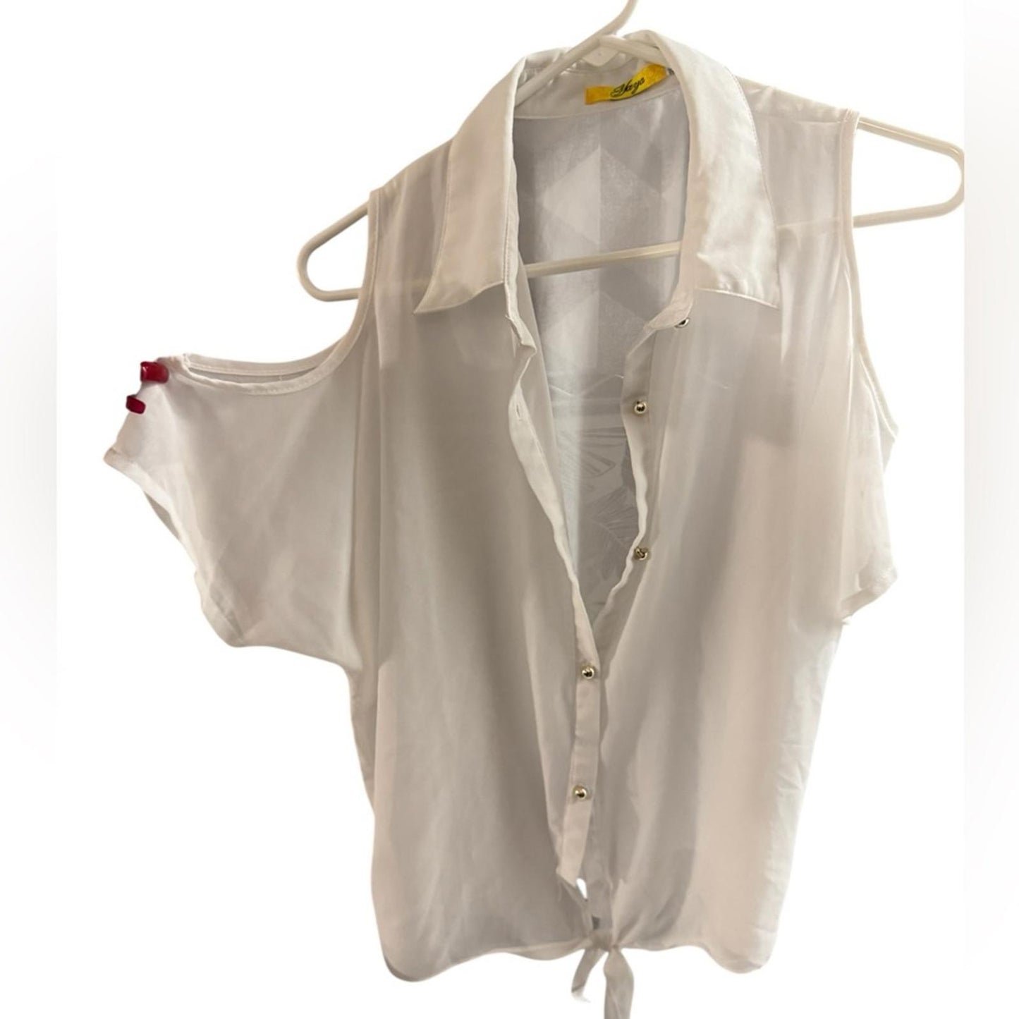 Pre-Love Elegant White Cold Shoulder Blouse