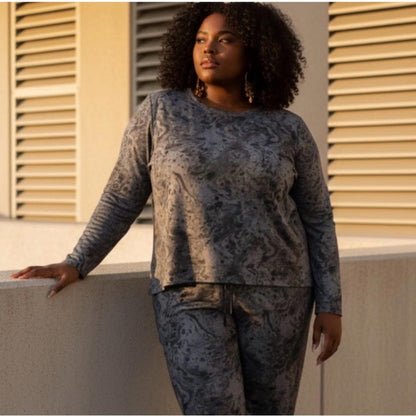 Ideology Charcoal Swirl Long Sleeve Top