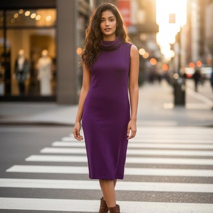Donna Karan Rich Purple Midi Dress