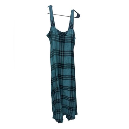 Vince Camuto Teal and Black Plaid Midi Dress