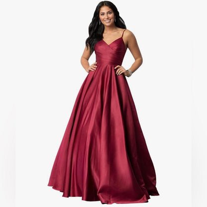 Blondie nights Elegant Burgundy Evening Gown
