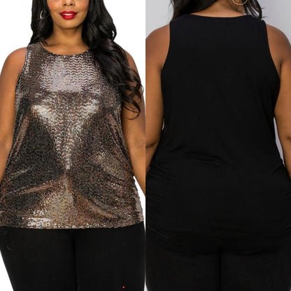 Coin 1804 woman’s Sequin Sleeveless side Ruched tank Top