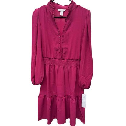 London Times Fuchsia Long Sleeve Dress
