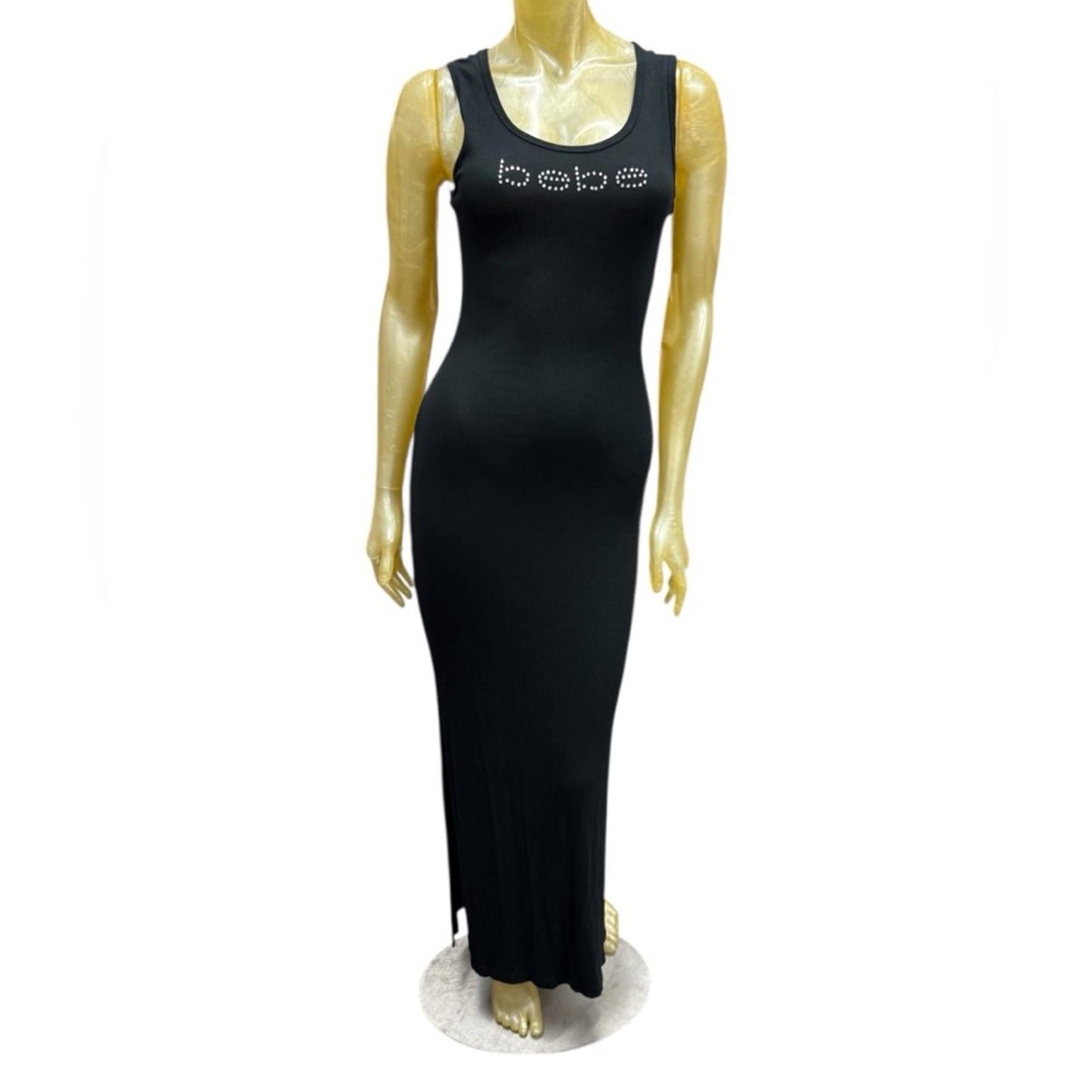 Bebe Black Rhinestone Logo Dress