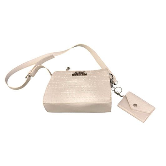 Steve Madden Ivory Embossed Logo Crossbody Bag with Mini Pouch