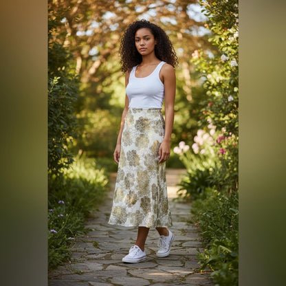 Venice Camuto Floral Gold and Cream Skirt