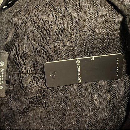 Coin 1804 Women’s Plus Tie Front Black Lace Kimono