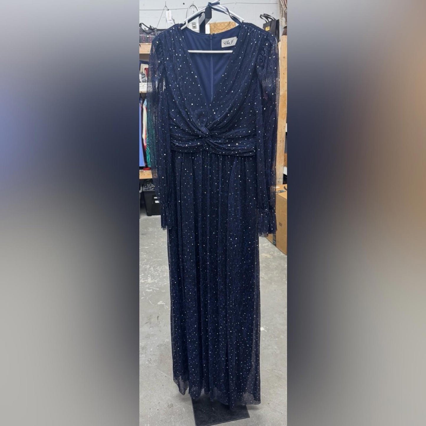 Eliza J Sparkling Navy Long Sleeve Dress