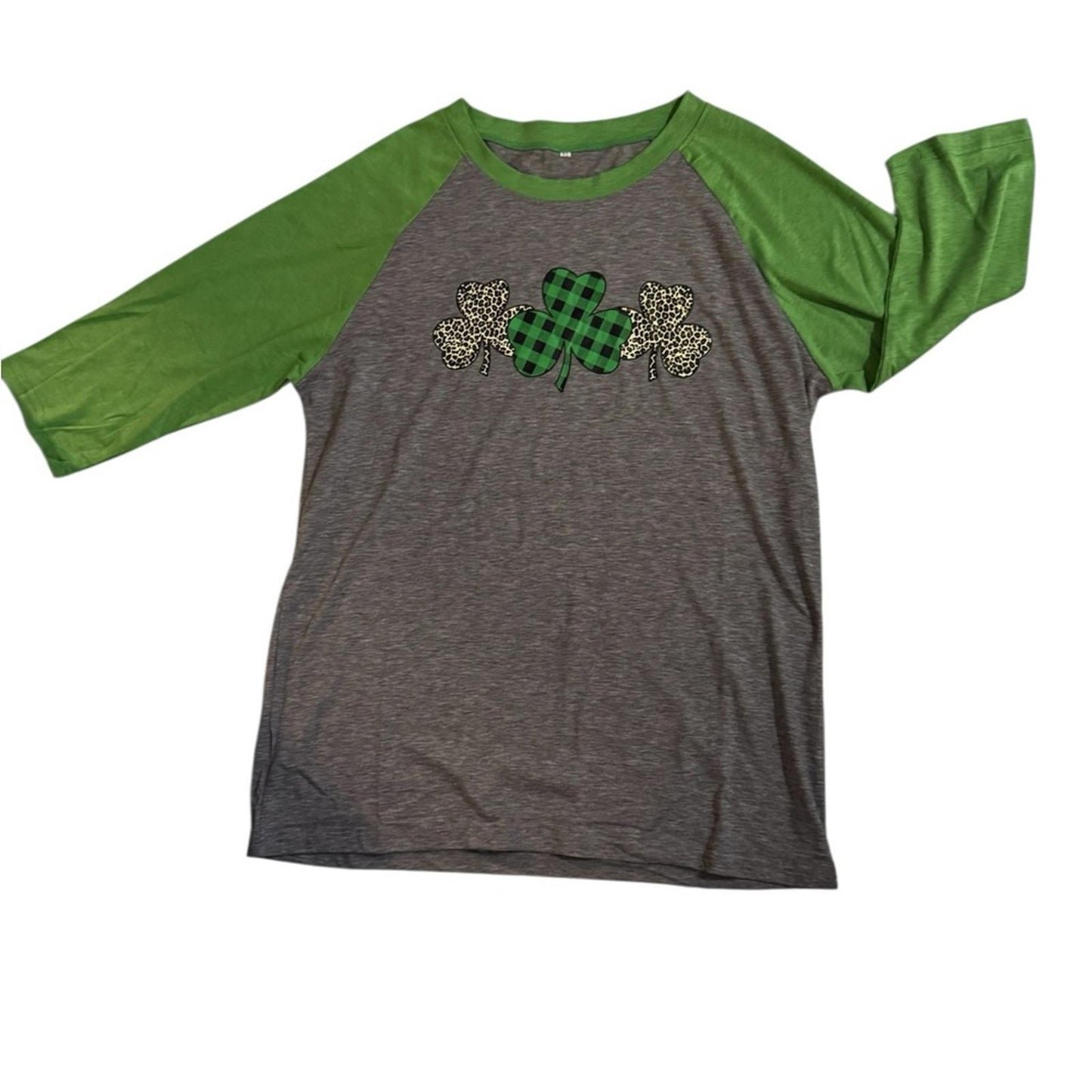 Green and Gray Shamrock Shirt Tee shirt