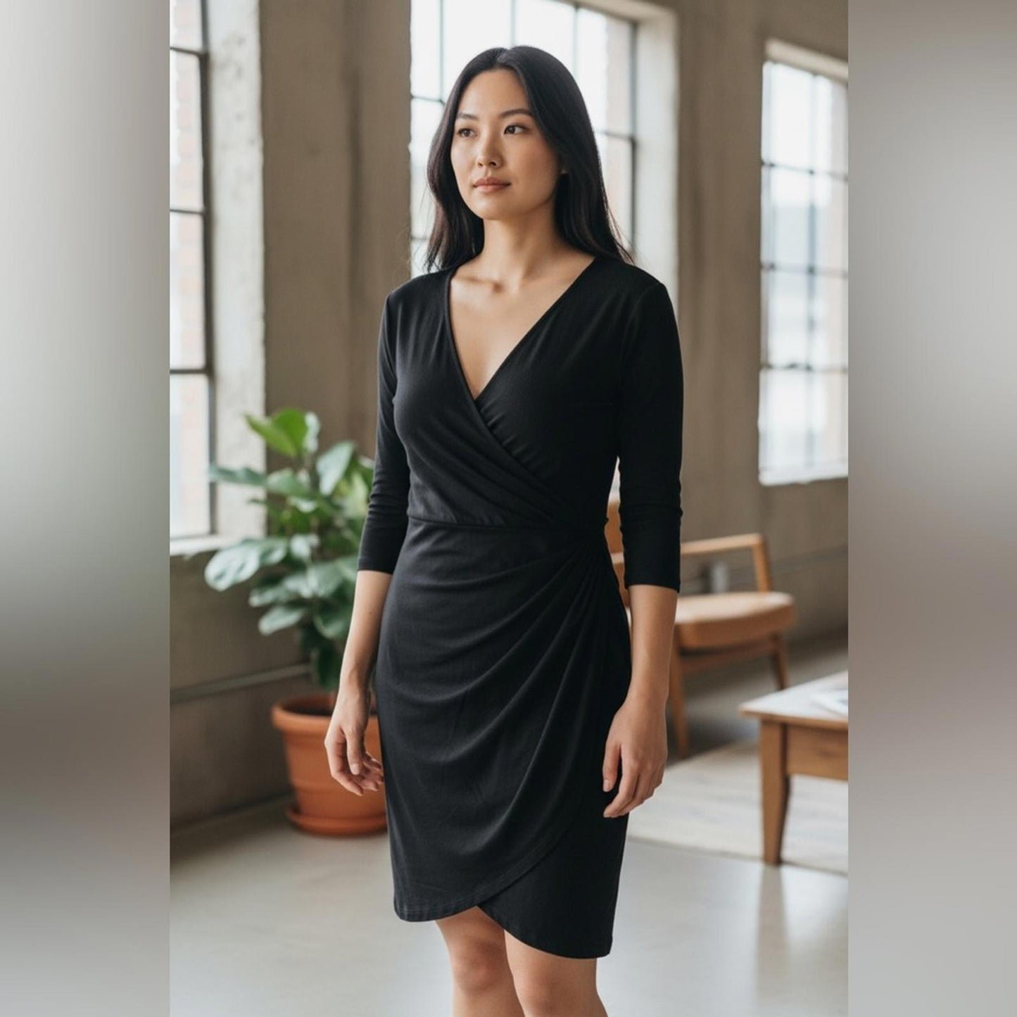 24seven Chic Black Long Sleeve Dress